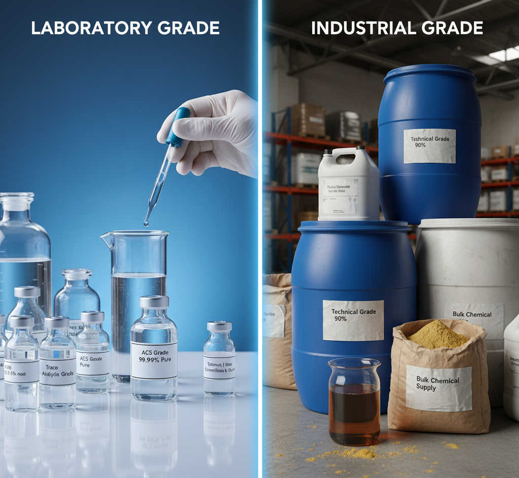 تفاوت گرید آزمایشگاهی و صنعتی مواد شیمیایی